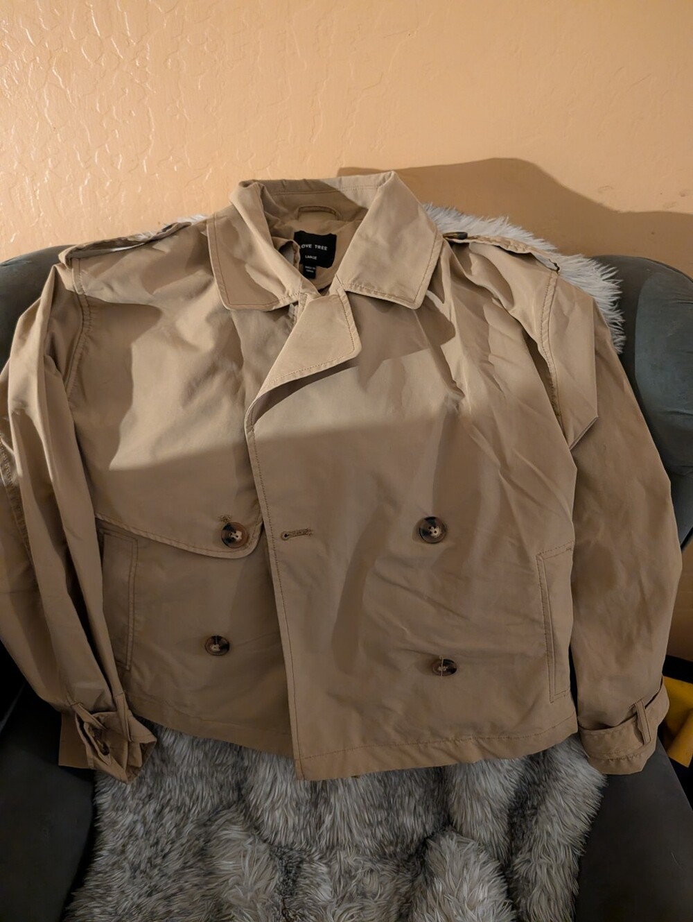 Love Tree Tan Cropped Trench Coat